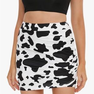 Cow Print Mini Skirt size Small with Ruching on side